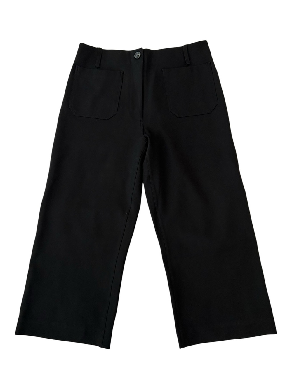 Quince Ultra-Stretch Ponte Cropped Wide Leg Pants Black 16 NWT - Picture 2 of 15